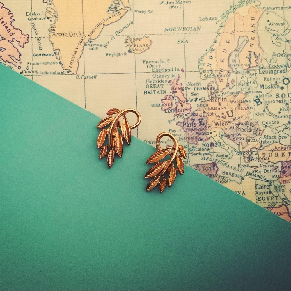 Napier gold leaf clasp earrings